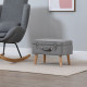 Elegant Velvet Footstool Pouffe Storage Trunk Stool Wood Legs Foot Pads Home Bedroom Hallyway Unique Storage Grey