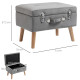 Elegant Velvet Footstool Pouffe Storage Trunk Stool Wood Legs Foot Pads Home Bedroom Hallyway Unique Storage Grey