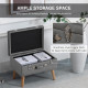 Elegant Velvet Footstool Pouffe Storage Trunk Stool Wood Legs Foot Pads Home Bedroom Hallyway Unique Storage Grey