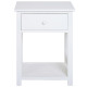End Table, Sofa Side Table with Drawer X Bar Bottom Storage Shelf, Nightstand Bedside Table for Bedroom or Living Room White