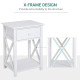 End Table, Sofa Side Table with Drawer X Bar Bottom Storage Shelf, Nightstand Bedside Table for Bedroom or Living Room White