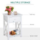 End Table, Sofa Side Table with Drawer X Bar Bottom Storage Shelf, Nightstand Bedside Table for Bedroom or Living Room White