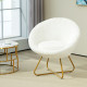 Faux Fur Accent Chair with Golden Metal Legs, Upholstered Comfy Tub Chair with Non-Slip Footpads, Seat Cushion for Bedroom, Livi