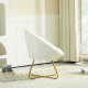 Faux Fur Accent Chair with Golden Metal Legs, Upholstered Comfy Tub Chair with Non-Slip Footpads, Seat Cushion for Bedroom, Livi