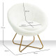 Faux Fur Accent Chair with Golden Metal Legs, Upholstered Comfy Tub Chair with Non-Slip Footpads, Seat Cushion for Bedroom, Livi