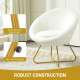 Faux Fur Accent Chair with Golden Metal Legs, Upholstered Comfy Tub Chair with Non-Slip Footpads, Seat Cushion for Bedroom, Livi