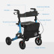 Folding Rollator Walker with Seat, Backrest, Lightweight Walking Frame with Storage Bag, Dual Brakes, Adjustable Handle Height, 