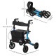 Folding Rollator Walker with Seat, Backrest, Lightweight Walking Frame with Storage Bag, Dual Brakes, Adjustable Handle Height, 