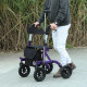 Folding Rollator Walker with Seat, Backrest, Lightweight Walking Frame with Storage Bag, Dual Brakes, All-terrain Wheels, Adjust