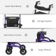 Folding Rollator Walker with Seat, Backrest, Lightweight Walking Frame with Storage Bag, Dual Brakes, All-terrain Wheels, Adjust