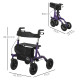 Folding Rollator Walker with Seat, Backrest, Lightweight Walking Frame with Storage Bag, Dual Brakes, All-terrain Wheels, Adjust