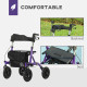 Folding Rollator Walker with Seat, Backrest, Lightweight Walking Frame with Storage Bag, Dual Brakes, All-terrain Wheels, Adjust