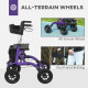Folding Rollator Walker with Seat, Backrest, Lightweight Walking Frame with Storage Bag, Dual Brakes, All-terrain Wheels, Adjust