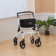 Folding Upright Rollator Walker with Lightweight Walking Frame, Storage Bag, Tray, Dual Brakes, Adjustable Handle Height, Mobili