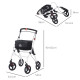 Folding Upright Rollator Walker with Lightweight Walking Frame, Storage Bag, Tray, Dual Brakes, Adjustable Handle Height, Mobili