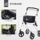 Folding Upright Rollator Walker with Lightweight Walking Frame, Storage Bag, Tray, Dual Brakes, Adjustable Handle Height, Mobili