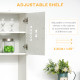 Freestanding Kitchen Cupboard, Modern Kitchen Storage Cabinet with Doors, Microwave Counter and Adjustable Shelves, White