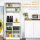 Freestanding Kitchen Cupboard, Modern Kitchen Storage Cabinet with Doors, Microwave Counter and Adjustable Shelves, White