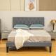 King Size Padded Fabric Headboard Bed Frame - Grey