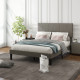 King Velvet-Feel Headboard Bed Frame - Grey