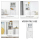 Kitchen Cupboard, Wooden Storage Cabinet with Framed Glass Door, Drawer, Microwave Space for Dining and Living Room, White