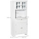 Kitchen Cupboard, Wooden Storage Cabinet with Framed Glass Door, Drawer, Microwave Space for Dining and Living Room, White