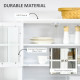 Kitchen Cupboard, Wooden Storage Cabinet with Framed Glass Door, Drawer, Microwave Space for Dining and Living Room, White