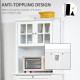 Kitchen Cupboard, Wooden Storage Cabinet with Framed Glass Door, Drawer, Microwave Space for Dining and Living Room, White