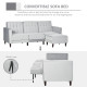 L Shape Sofa Bed Set with 3-Seater Sofa and Footstool, Corner Sofa Bed with Ottoman, Light Grey