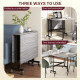 Six-Seater Drop-Leaf Dining Table, with Wheels - Grey Wood-Effect