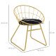 Modern Dining Chairs Set of 2, Metal Wire Kitchen Chair with Velvet-feel Cushion, Round Back and Steel Frame for Living Room, Be