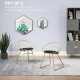Modern Dining Chairs Set of 2, Metal Wire Kitchen Chair with Velvet-feel Cushion, Round Back and Steel Frame for Living Room, Be