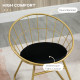 Modern Dining Chairs Set of 2, Metal Wire Kitchen Chair with Velvet-feel Cushion, Round Back and Steel Frame for Living Room, Be
