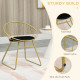 Modern Dining Chairs Set of 2, Metal Wire Kitchen Chair with Velvet-feel Cushion, Round Back and Steel Frame for Living Room, Be