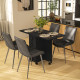 Multi-Storage Six-Person Drop Leaf Dining Table -  Distressed Black