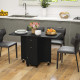 Multi-Storage Six-Person Drop Leaf Dining Table -  Distressed Black