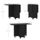 Multi-Storage Six-Person Drop Leaf Dining Table -  Distressed Black