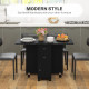 Multi-Storage Six-Person Drop Leaf Dining Table -  Distressed Black