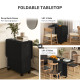 Multi-Storage Six-Person Drop Leaf Dining Table -  Distressed Black