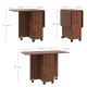 Multi-Storage Six-Person Drop Leaf Dining Table -  Distressed Brown