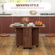 Multi-Storage Six-Person Drop Leaf Dining Table -  Distressed Brown