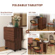 Multi-Storage Six-Person Drop Leaf Dining Table -  Distressed Brown