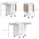 Multi-Storage Six-Person Drop Leaf Dining Table -  Oak and White