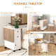Multi-Storage Six-Person Drop Leaf Dining Table -  Oak and White