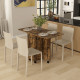 Multi-Storage Six-Person Drop Leaf Dining Table -  Rustic Brown