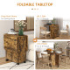 Multi-Storage Six-Person Drop Leaf Dining Table -  Rustic Brown