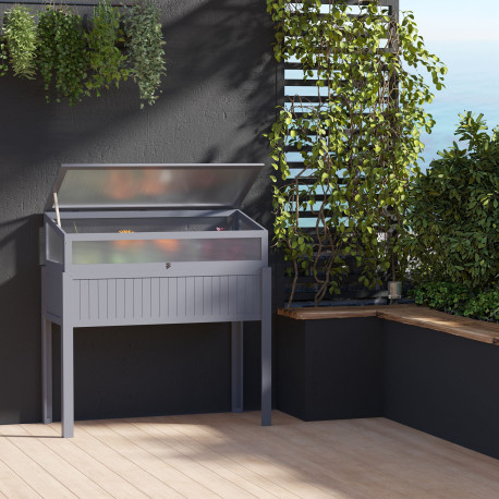 Outsunny Raised Garden Bed 2-IN-1 Wood Cold Frame Greenhouse with Elevated Garden Box, Openable Top for Flowers, Vegetables, Pla