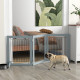 PawHut Foldable Pet Gate, with Three Panels &amp; Two Support Feet - Grey