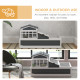 PawHut Tortoise House 3-Room with 2 Stories, Ladder, Balcony, Tray, Openable Roof, 59H x 112L x 65Wcm, Grey