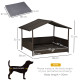 PawHut Wicker Dog Bed, Elevated Rattan Dog House with Removable Cushion and Canopy, for Small and Medium Dogs, 98 x 69 x 70cm - 